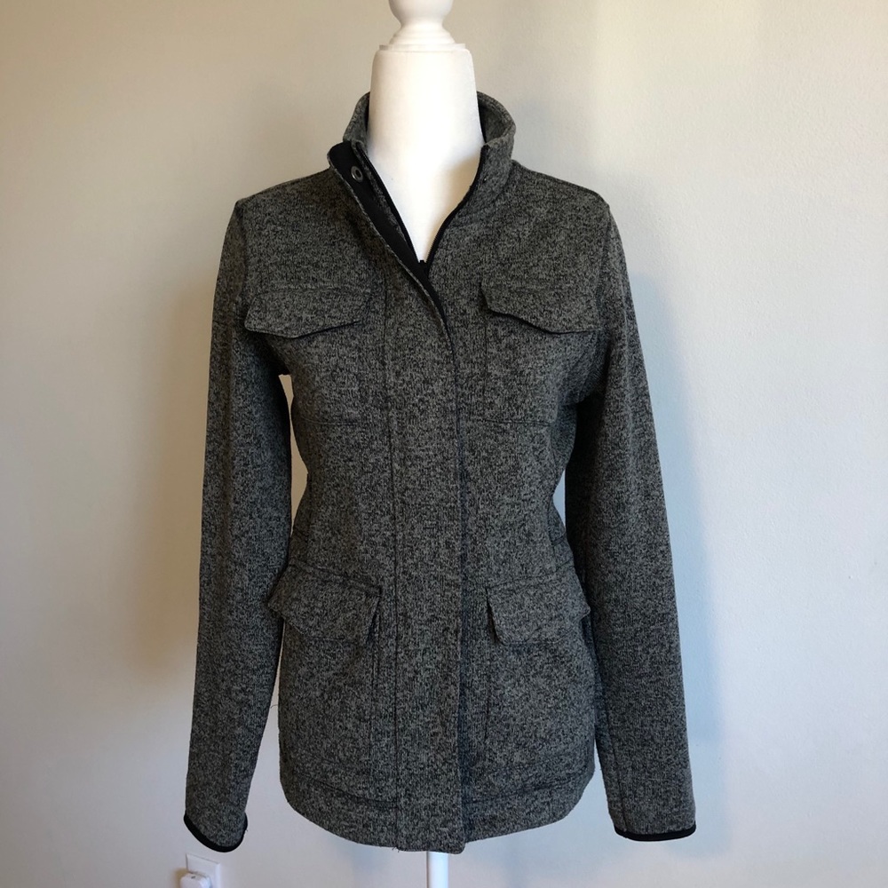 Eddie Bauer Fleece lined Gray Knit Jacket